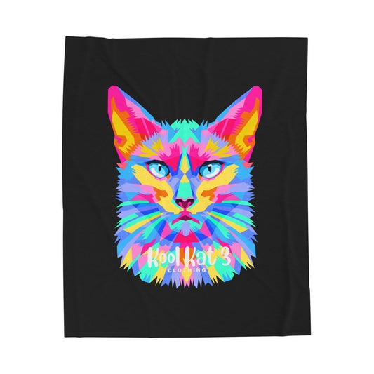 Colorful Cat Velveteen Plush Blanket, Cozy Gift for Cat Lovers, Artistic Home Decor, All-Season Comfort, Perfect for Pets