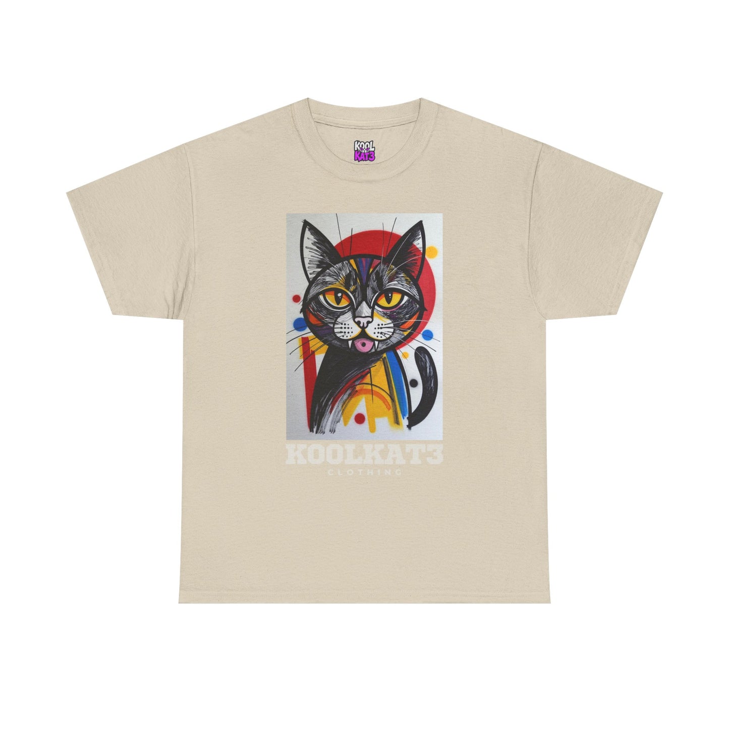 Cat Portrait T‑Shirt — Colorful KoolKat3 Graphic Tee