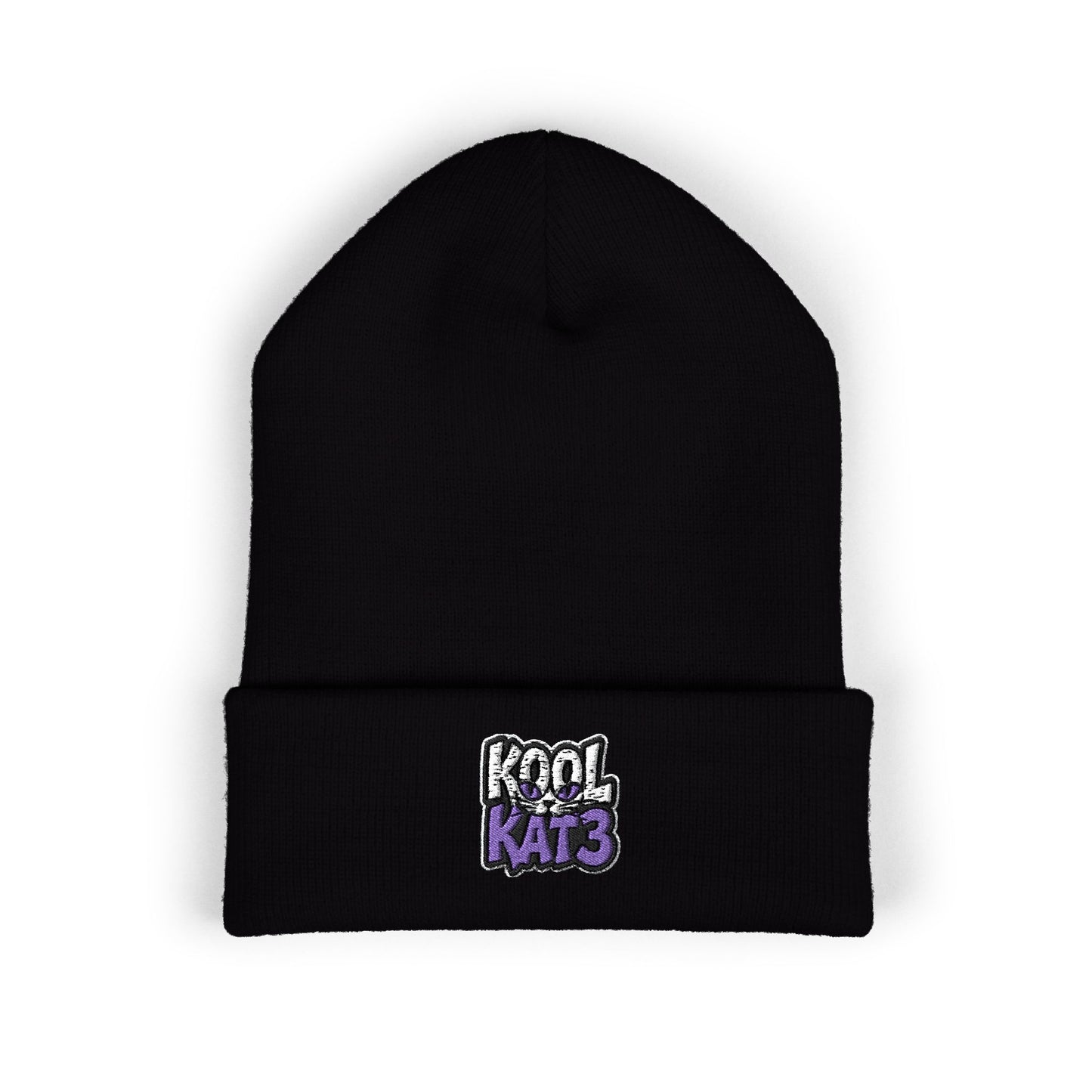Embroidered "Kool Kat3" Cuffed Beanie — Cozy Streetwear Knit Hat