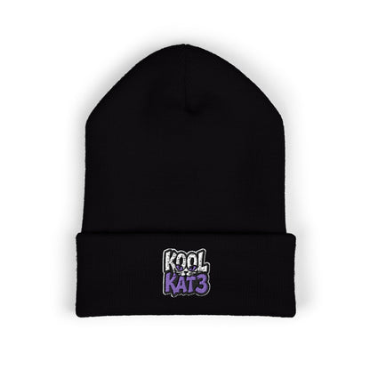 Embroidered "Kool Kat3" Cuffed Beanie — Cozy Streetwear Knit Hat