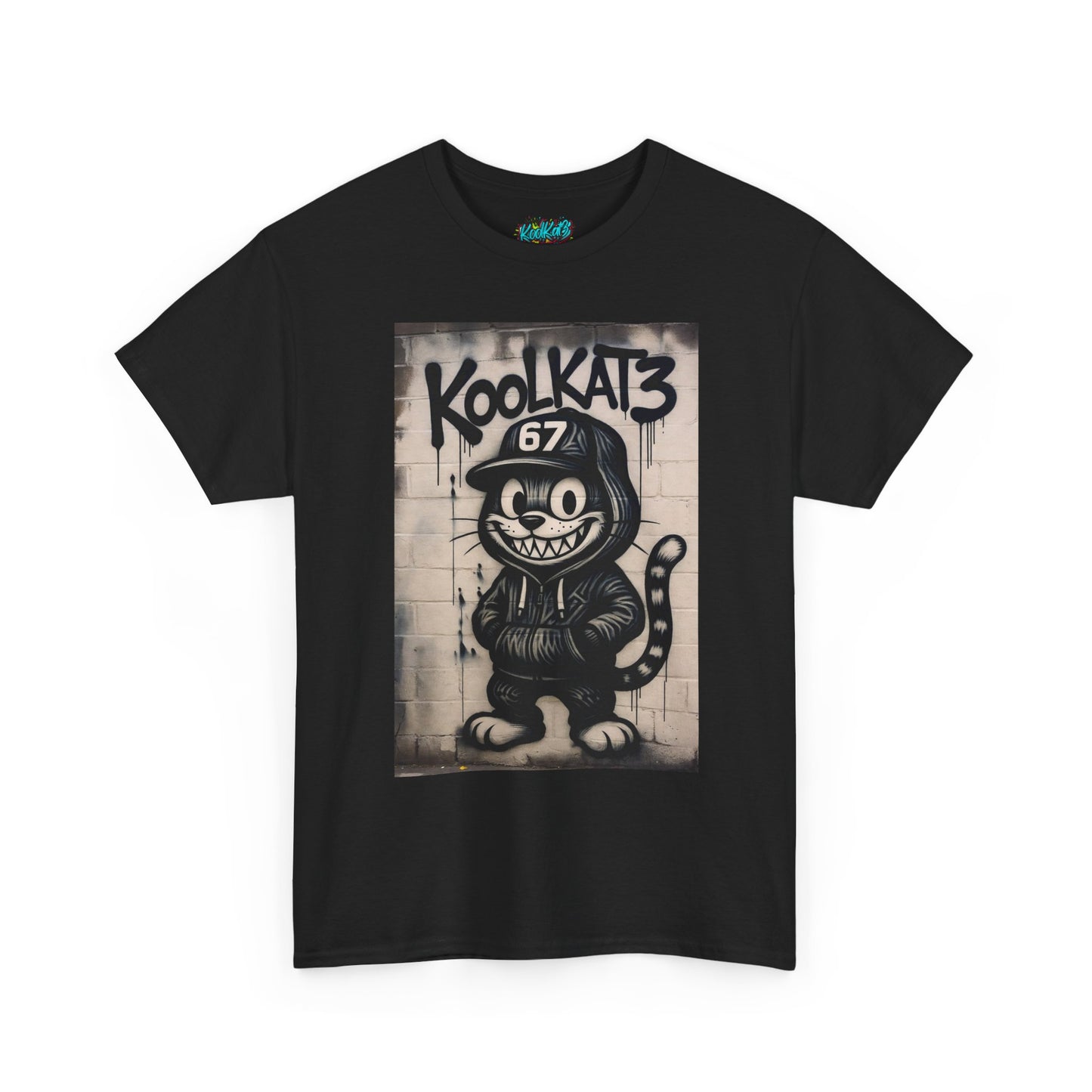 KoolKat3 Street Art Cat T‑Shirt — Retro Graffiti Cartoon Tee